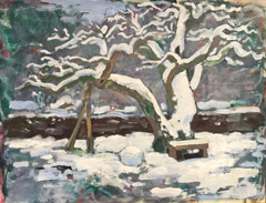 Der Apfelbaum (im Schnee) - l Leinwand 50x80cm 2021
