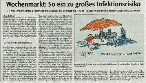 Artikel 'Wochenmarkt: So ein zu großes Infektionsrisiko' aus Schorndorfer Nachrichten vom 01.04.2020