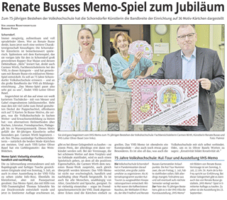 Schorndorfer Nachrichten vom 30.06.2022 - Renate Busses Memo-Spiel zum Jubiläum