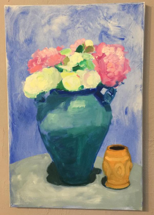 2024 Renate Busse: "Blaue Vase" - Ölbild auf Leinwand - 60x40cm