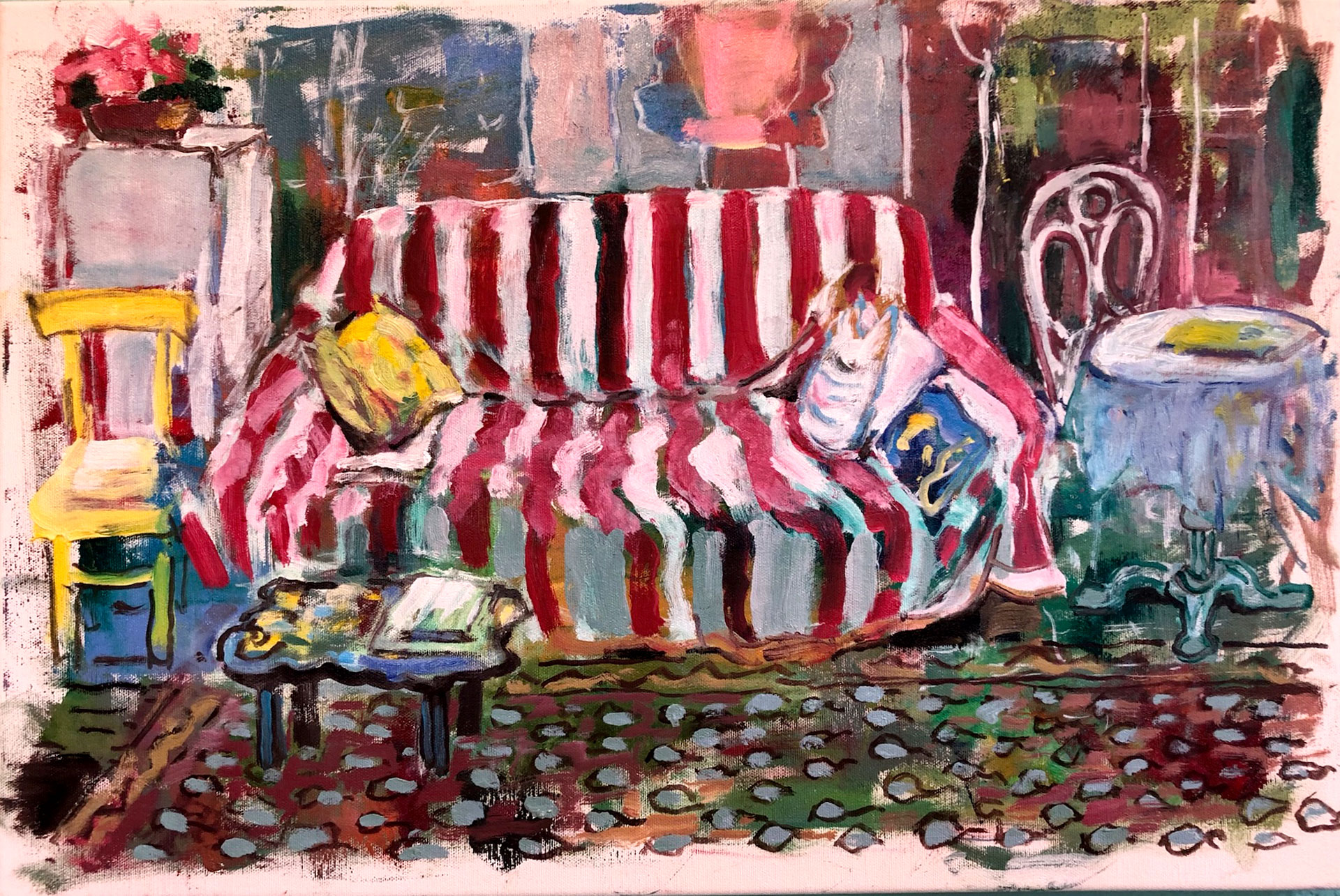 2025 Renate Busse: "Ateliersofa" - Ölbild auf Leinwand - 40x60cm
